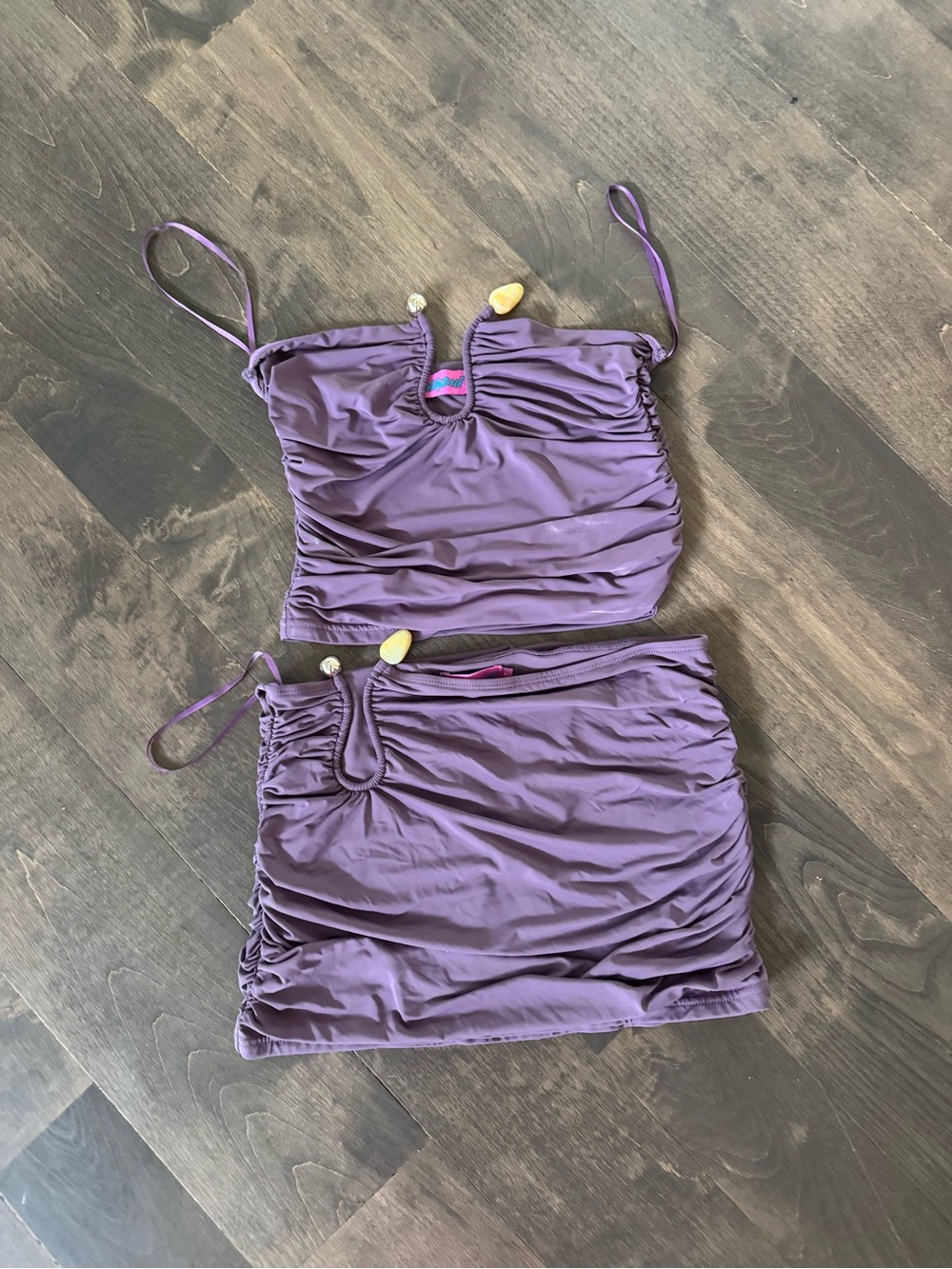 Edikted Purple Ruched Two-Piece Tankini Set